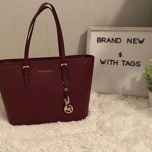 Brand New Michael Kors Merlot Jet Set Tote